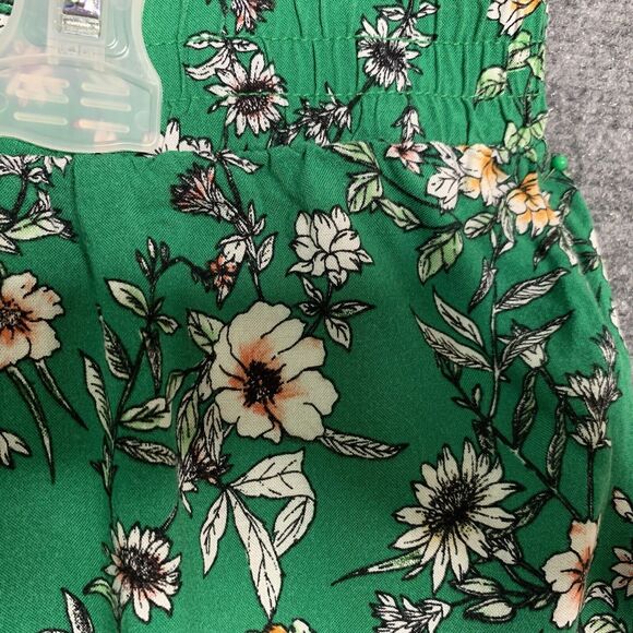 Forever 21 Kelly Green Floral Shorts Ruffle Hem Women 3X Rayon Pullon - Picture 4 of 11